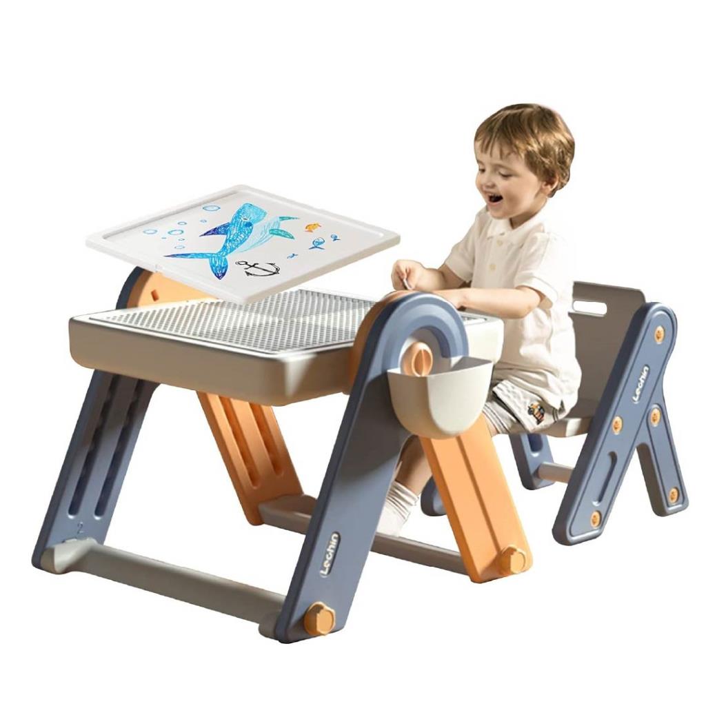 Multifunctional Kids Block Table & Drawing Board